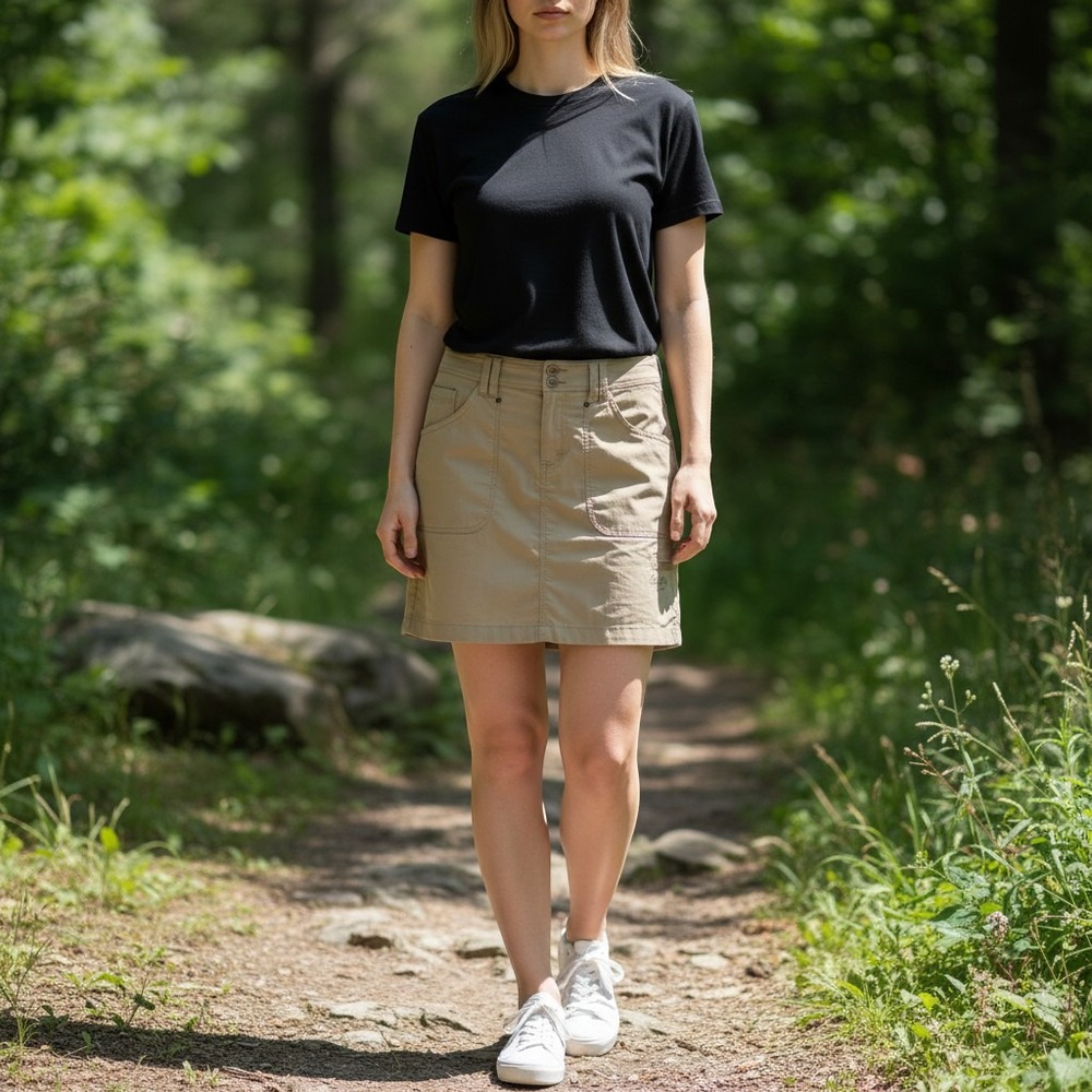 Cabela's UPF 30 Hiking Skort Sz 12 Tan Nylon Spandex Stretch Outdoor Cargo Skirt